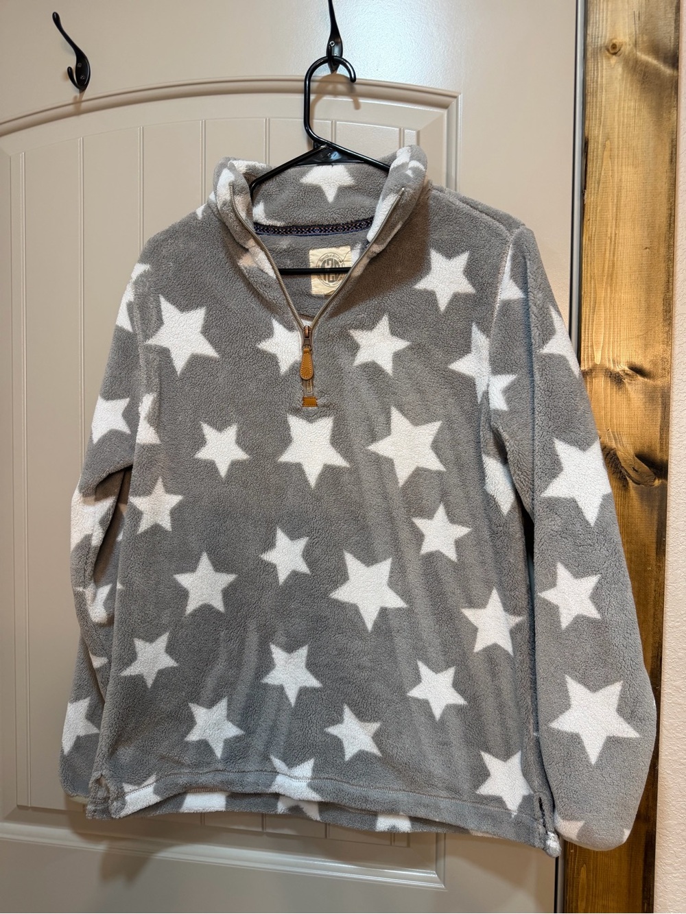 Women's Gray Star-Print Fleece Utility Jacket